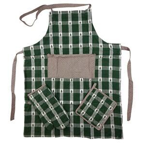 NEW Christmas Apron Set Pot Holder & Oven Glove Christmas Cookie Baking